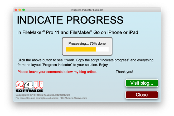 Indicate Progress in FileMaker Go and 11 - Preview Image